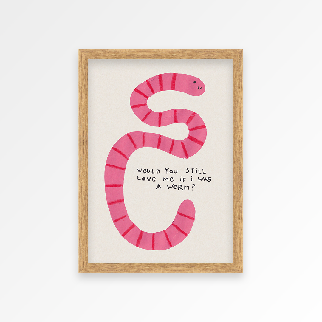 Pillow Talk Worm Hand Painted Art Print