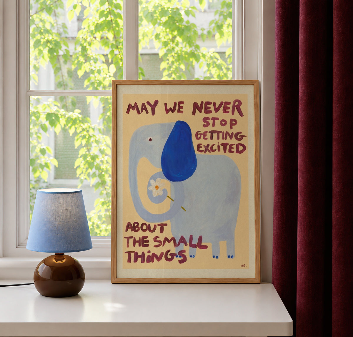 Elephant Positive Quote Hand Painted Print