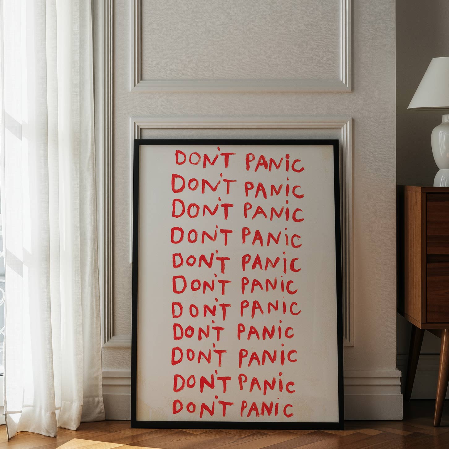 Don't Panic Quote Hand Painted Print