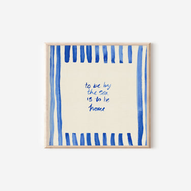 By The Sea Quote Striped Square Hand Painted Print