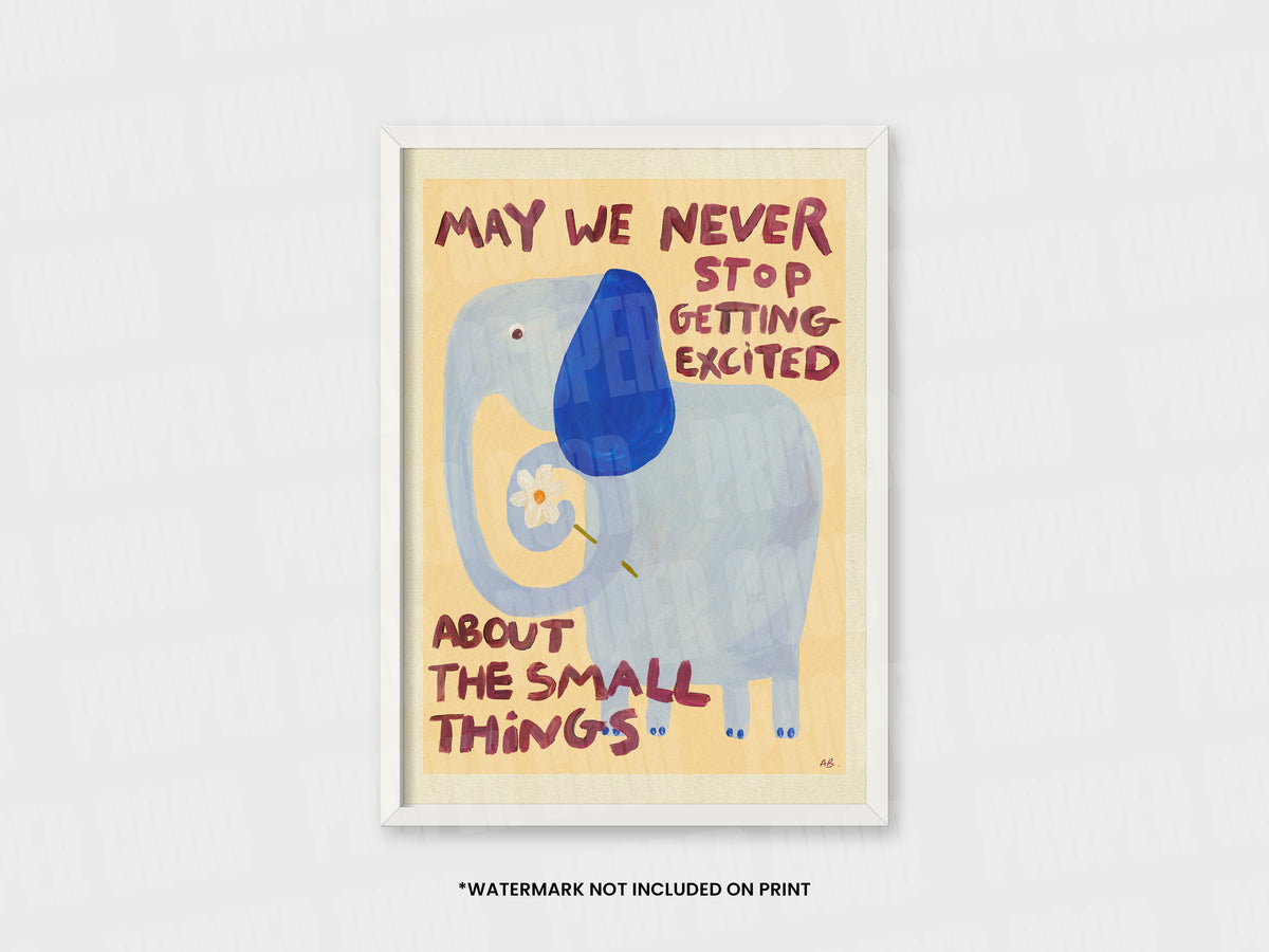 Elephant Positive Quote Hand Painted Print