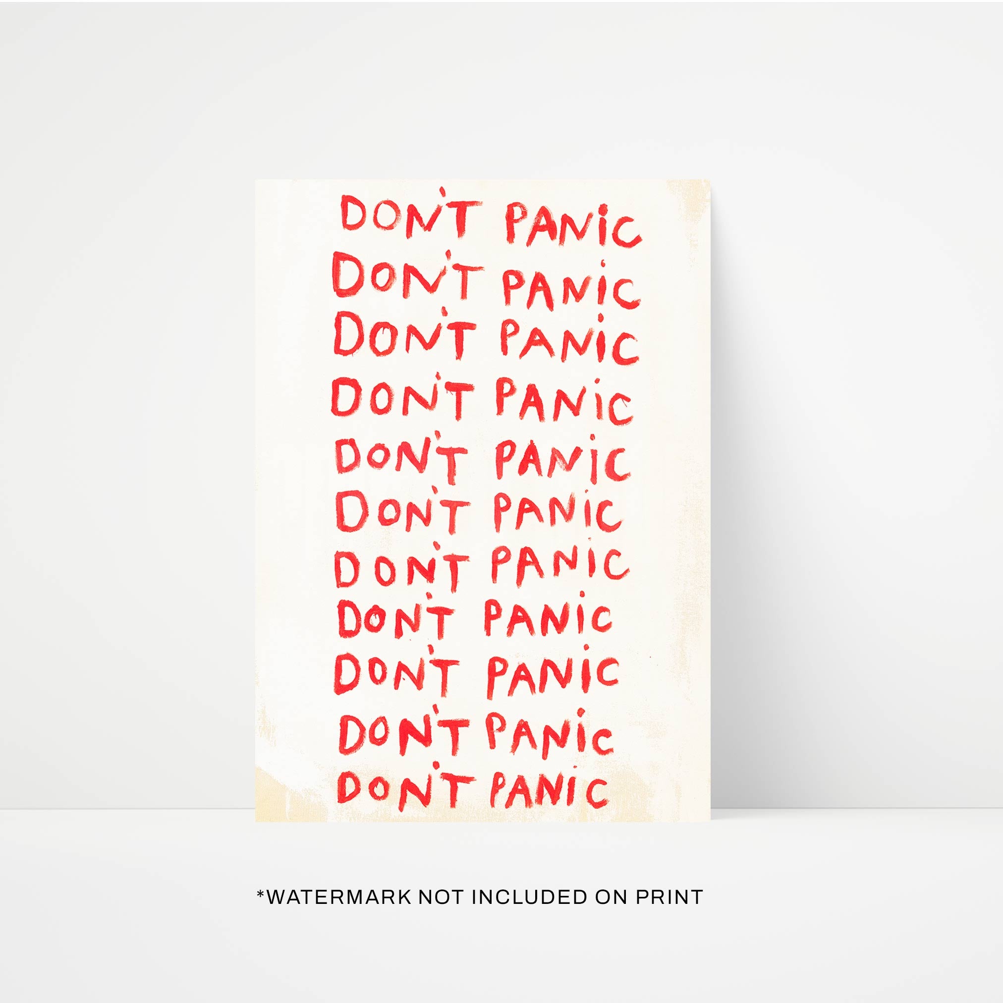 Don't Panic Quote Hand Painted Print