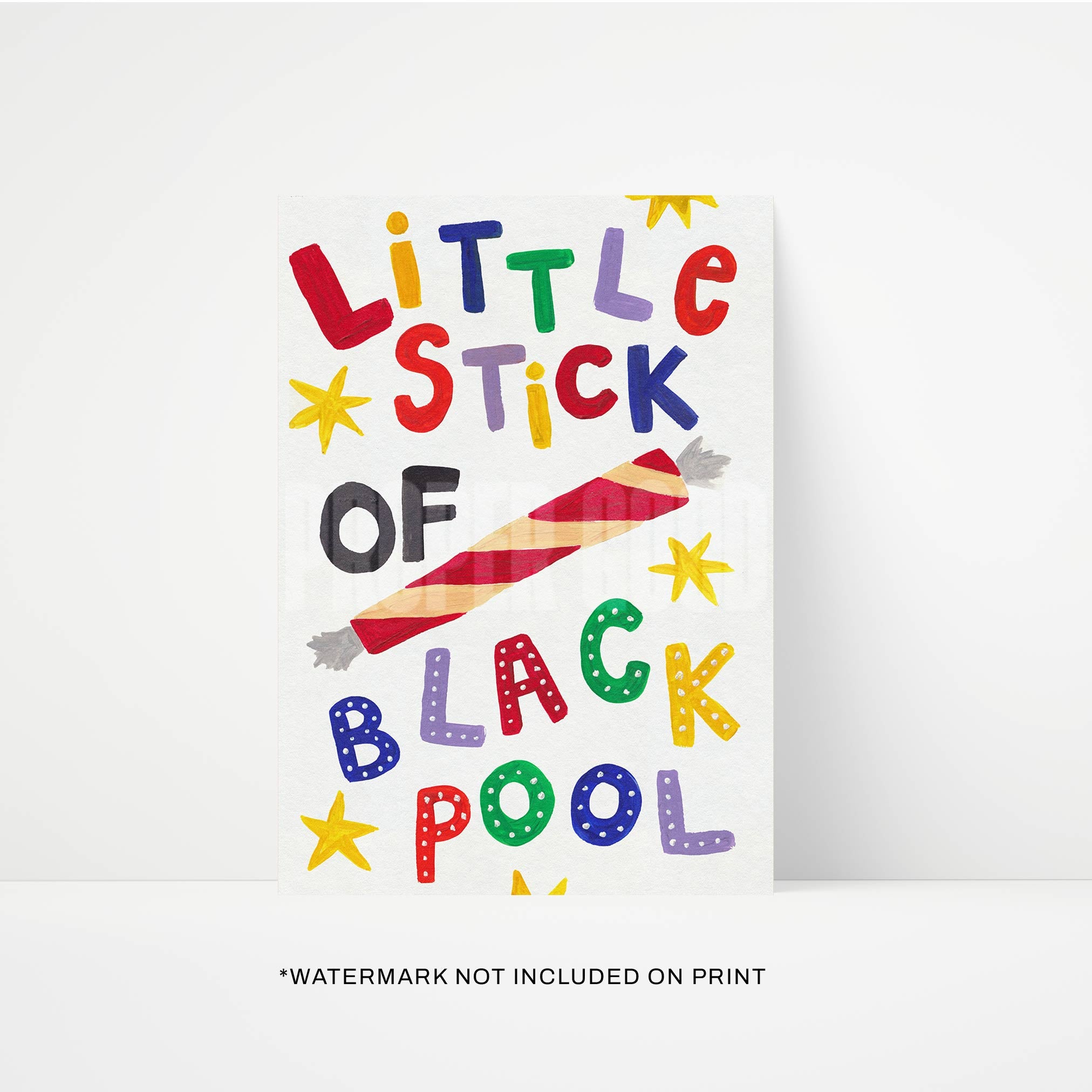 Blackpool Rock Hand Painted Art Print