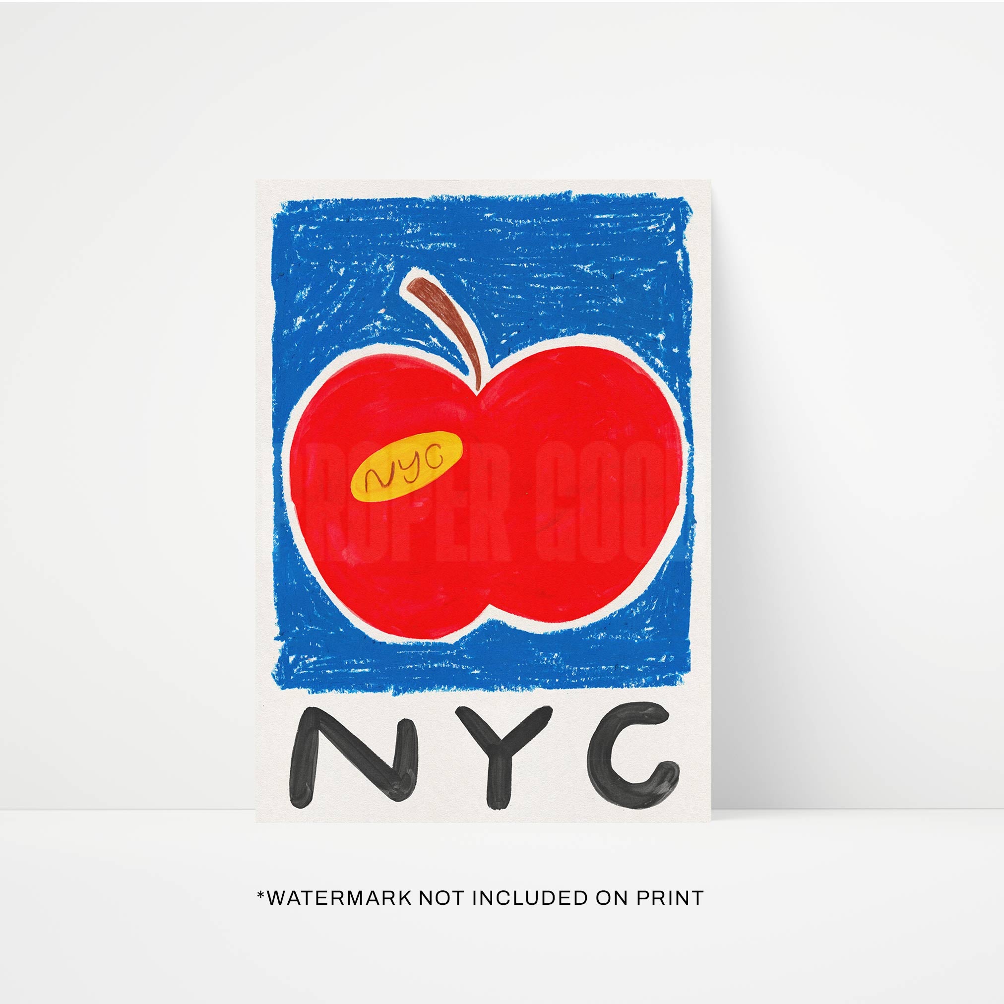 New York Is Apple Hand Painted Art Print