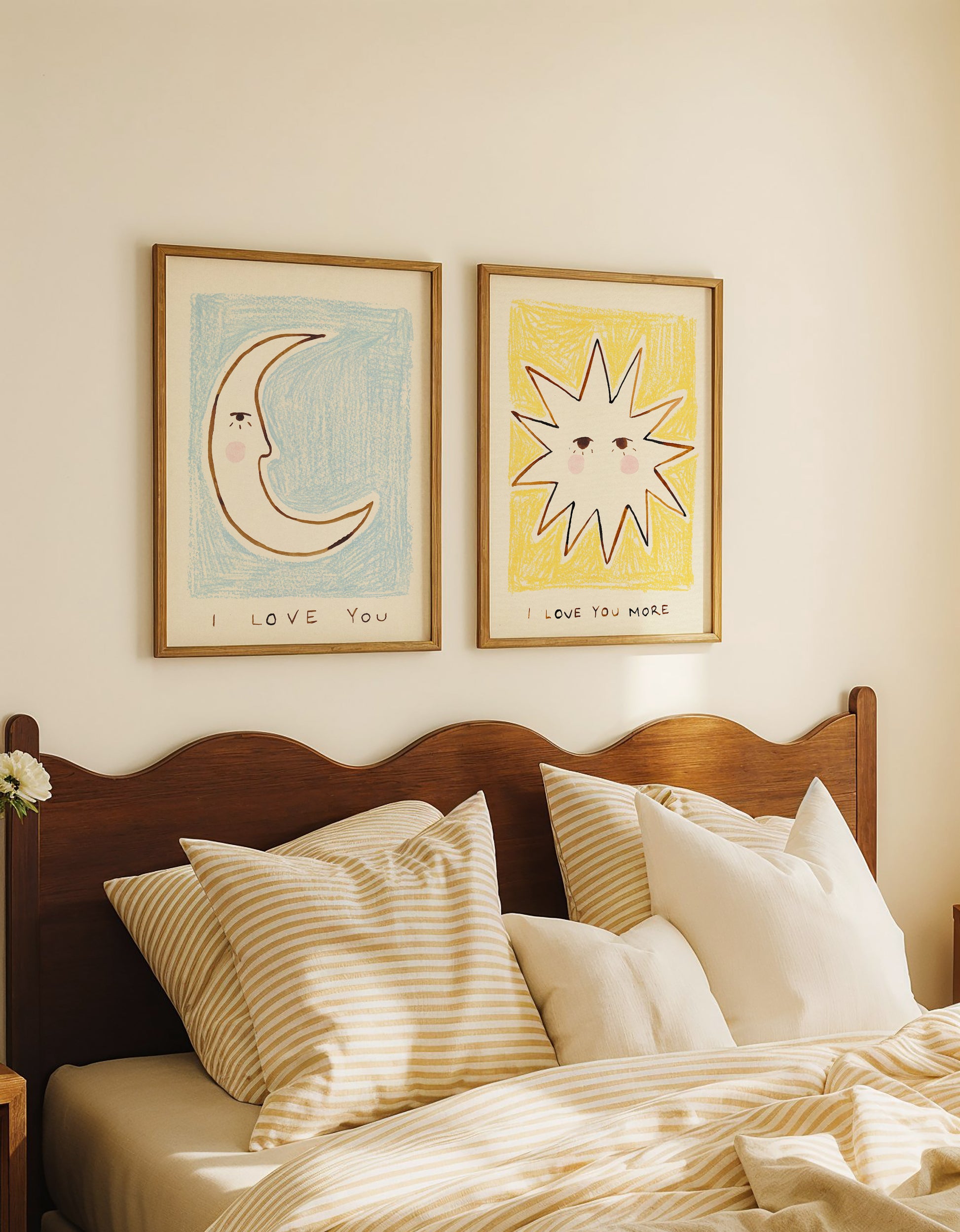 Love You More Bedroom Hand Painted Print