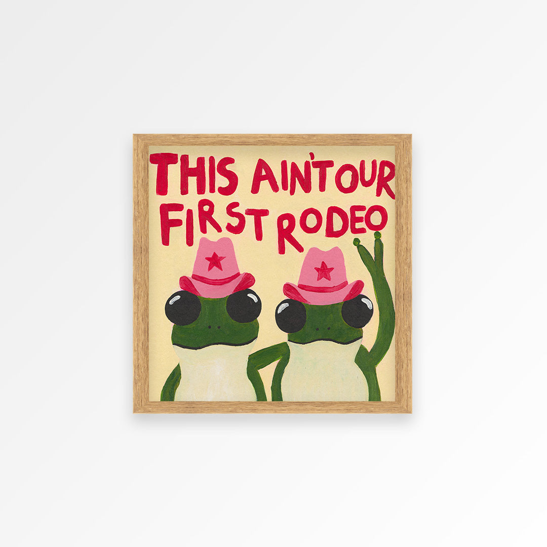 Frog Rodeo Cowgirl Hand Painted Art Print
