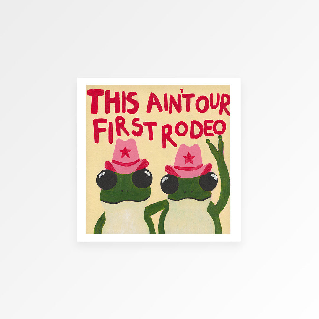Frog Rodeo Cowgirl Hand Painted Art Print