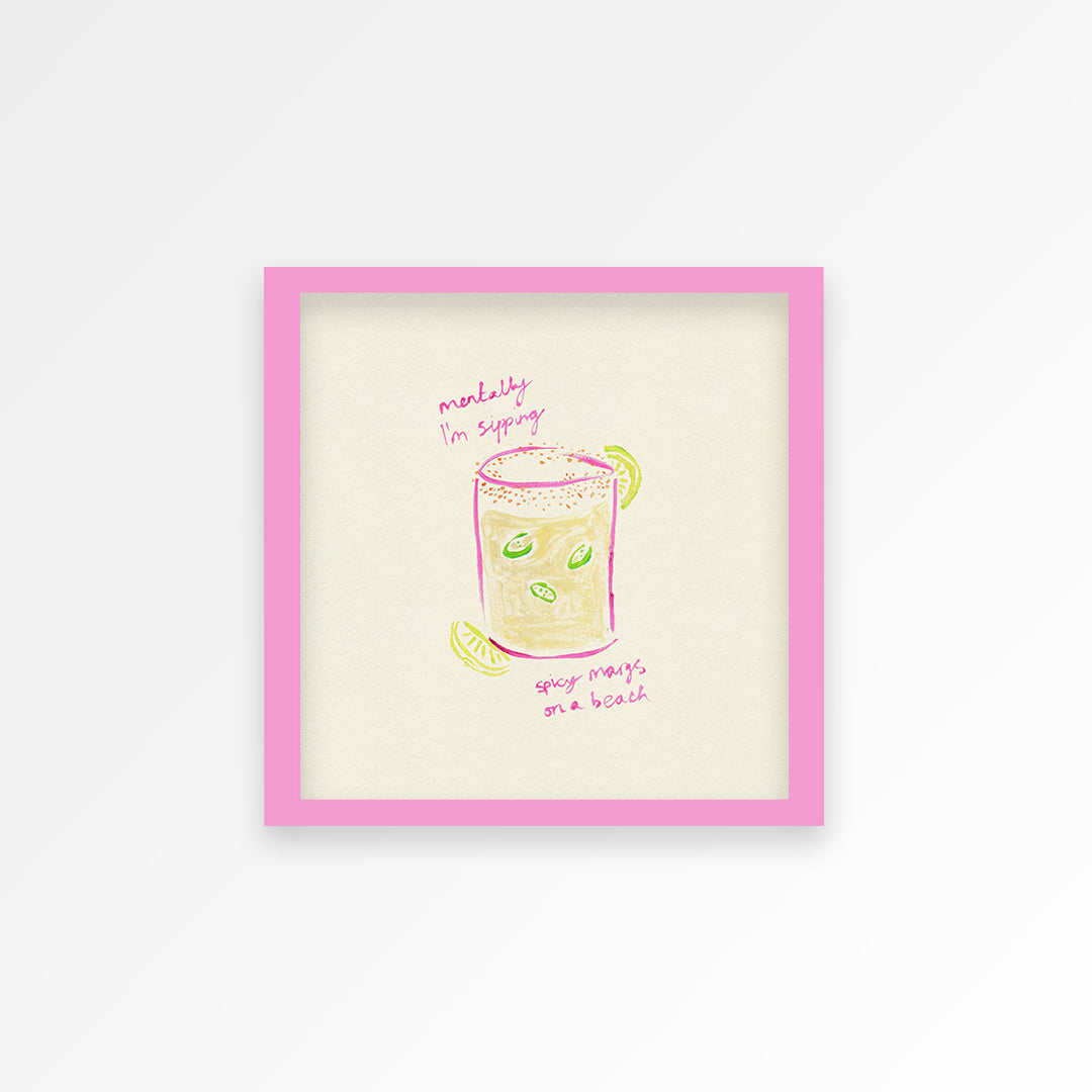Sipping Spicy Margs Square Hand Painted Print