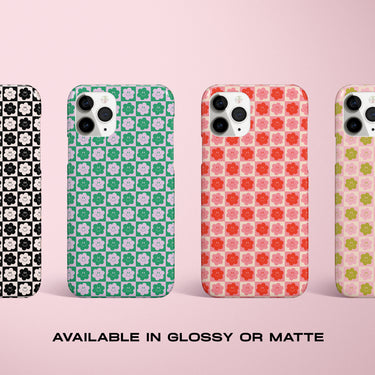 Smiley Checkered Flower Snap Phone Case
