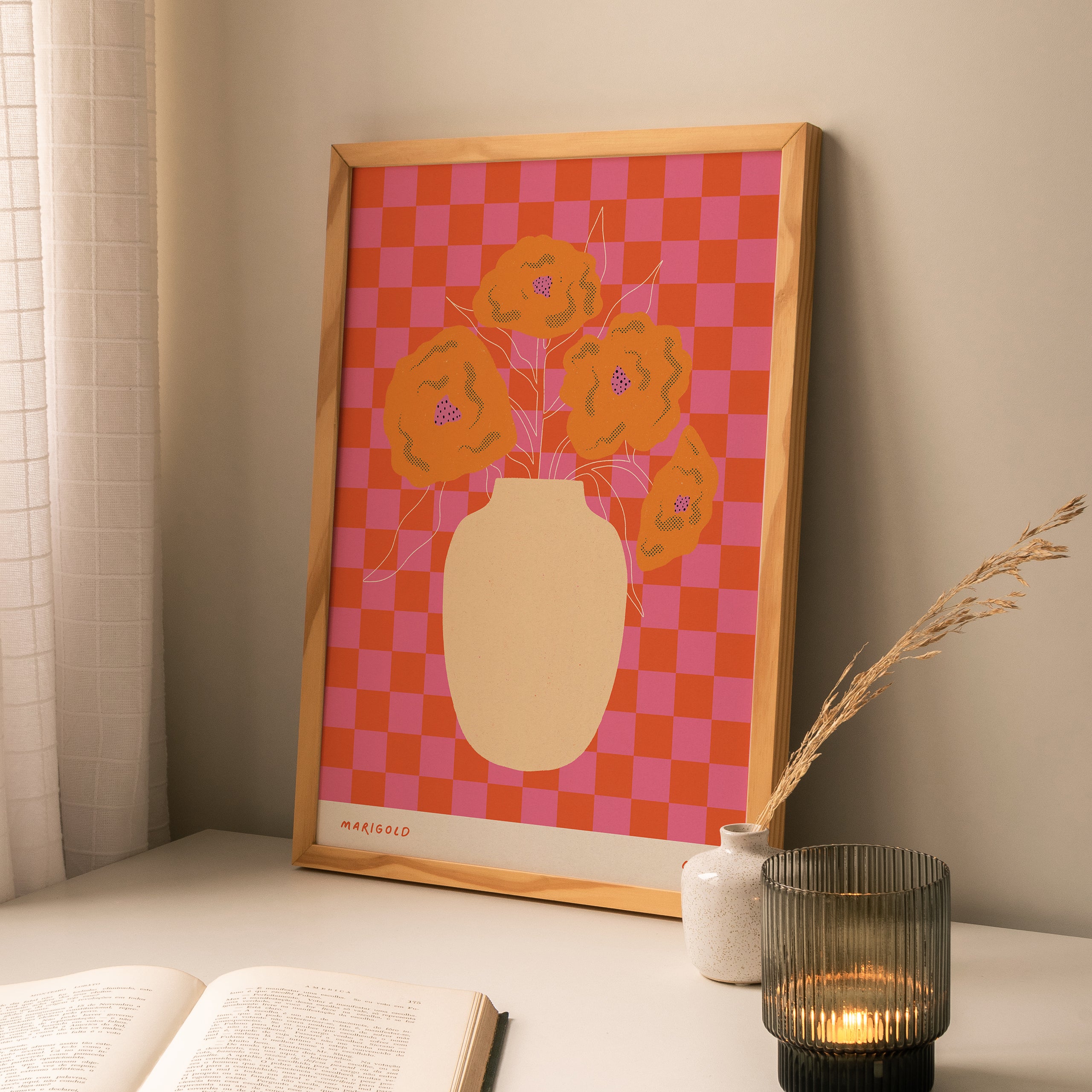 Marigold October Birth Flower Print