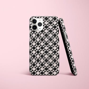 Smiley Checkered Flower Tough Phone Case